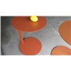 Image 2 : Pair of Circular"Burnt Orange" Side Tables (one discolored, faded areas), 16" Dia, 21.5"H