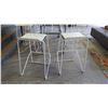 Image 2 : Pair: White Bar Chairs, Metal Frame, Wooden Seats 15"W x 17"D x 30.5"H