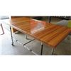 Image 2 : Custom Rolling Table w/Industrial Pipe Base, Glazed Wood Top 80"L x 40"W x 36"H