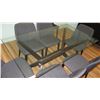 Image 3 : Glass Table (63"x25"x30"H) w/ Upholstered Gray Chairs