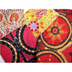 FOUR POLYCHROME NEEDLEWORK PANELS