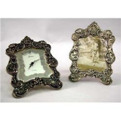 A GORHAM & CO. SILVER PICTURE FRAME AND CLOCK