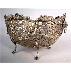 A SILVER-PLATED FOOTED RETICULATED BASKET
