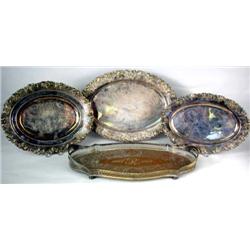 THREE OVAL SILVER PLATED TRAYS