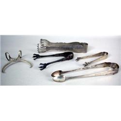 THREE STERLING SILVER SUGAR TONGS