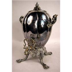 A SILVER-PLATED DOUBLE HANDLED SAMOVAR