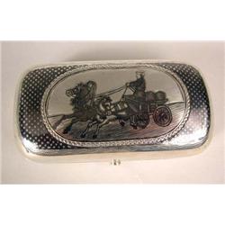 A RUSSIAN SILVER AND NIELO TOBACCO BOX