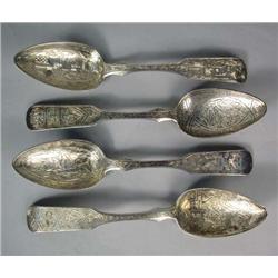 FOUR RUSSIAN SILVER TABLESPOONS