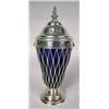 Image 1 : AN ENGLISH SILVER CASTER WITH COBALT GLASS LINER