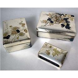 A GROUP OF THREE JAPANESE SILVER BOXES