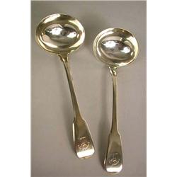 A PAIR OF GEORGIAN SILVER SAUCE LADLES