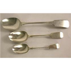 THREE CONTINENTAL SILVER FIDDLE BACK SPOONS
