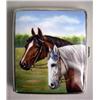 Image 1 : A SILVER PLATED HORSE MOTIF ENAMEL CIGARETTE CASE