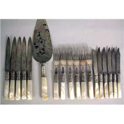A GROUP OF MOTHER-OF-PEARL HANDLED UTENSILS