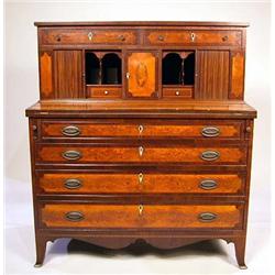 A FEDERAL INLAID MAHOGANY AND FIGURED BIRCHWOOD LADIES WRITING DESK