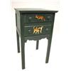 Image 1 : A GREEN-PAINTED TWO-DRAWER END TABLE