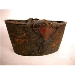 A RARE TOOLED LEATHER KEY BASKET