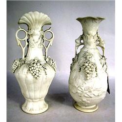 TWO HANDLED PARIAN VASES