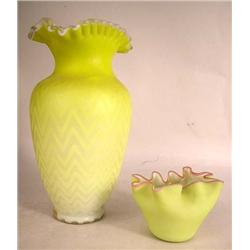 A CHEVRON PATTERN SATIN GLASS VASE