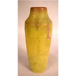 A ROOKWOOD MOTTLED YELLOW AND RED MAT VASE