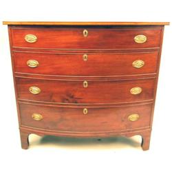 A FEDERAL MAPLE INLAID CHERRYWOOD BOWFRONT CHEST OF DRAWERS