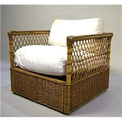 A PAIR OF MCGUIRE WICKER ARMCHAIRS