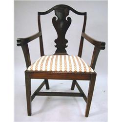 A GEORGE III MAHOGANY ARMCHAIR