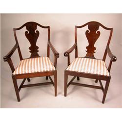 A PAIR OF GEORGE III MAHOGANY ARMCHAIRS