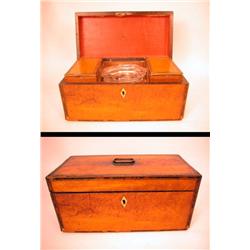 A GEORGE III INLAID SATINWOOD TEA CADDY