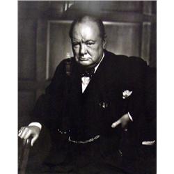 A YOUSEF KARSH SILVER GELATIN PRINT OF WINSTON CHURCHILL
