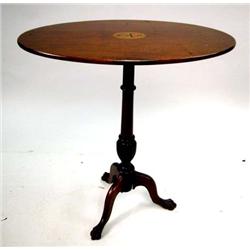 A FEDERAL INLAID MAHOGANY TILT-TOP CANDLESTAND
