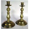 Image 1 : A PAIR OF BRASS ROUND BASE CANDLESTICKS