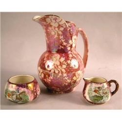 A MISCELLANEOUS GROUP OF SPATTERED PINK LUSTERWARES