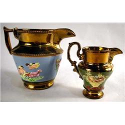 TWO COPPER LUSTERWARE PITCHERS