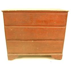 A RED-PAINTED PINE ONE-DRAWER BLANKET CHEST