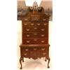 Image 1 : A CHIPPENDALE STYLE ELABORATELY-CARVED BONNET-TOP HIGH CHEST OF DRAWERS