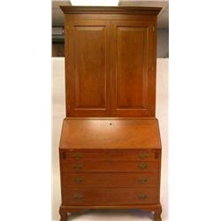 A CHIPPENDALE STYLE CHERRYWOOD SECRETARY
