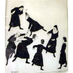 A PRINT, "SCHOOL GIRLS" BY REINBLATT