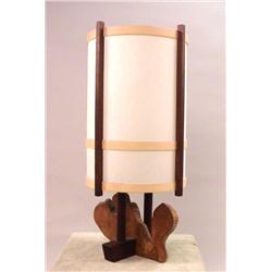 A GEORGE NAKASHIMA WALNUT TWO-POST TABLE LAMP