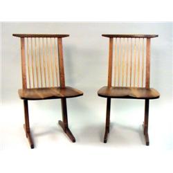 A SET OF FOUR GEORGE NAKASHIMA CHERRYWOOD CONOID DINING CHAIRS