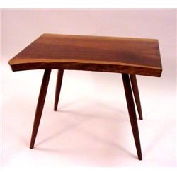 A GEORGE NAKASHIMA CHERRYWOOD FOUR-LEGGED END RECTANGULAR TABLE ON DOWEL SPLAYED LEGS