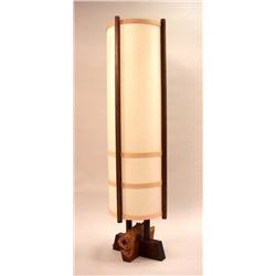 A GEORGE NAKASHIMA WALNUT KENT HALL FLOOR LAMP WITH MINGUREN BASE