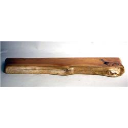 A GEORGE NAKASHIMA STYLE WALNUT HANGING WALL SHELF WITH RECTANGULAR MIRROR