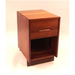 A GEORGE NAKASHIMA CHERRYWOOD TWO-DRAWER OPEN DESK PEDESTAL AS NIGHT STAND
