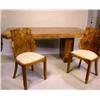 Image 1 : AN ART DECO FIGURED WALNUT DINING TABLE