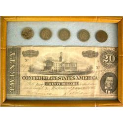A CONFEDERATE STATES OF AMERICA TWENTY DOLLAR BILL, DATED 1864