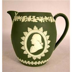 A WEDGWOOD, ENGLAND GREEN JASPERWARE PITCHER