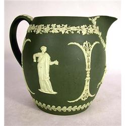 A WEDGWOOD, ENGLAND GREEN JASPERWARE PITCHER