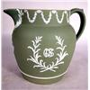 Image 1 : A WEDGWOOD, ENGLAND GREEN JASPERWARE PITCHER