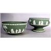 Image 1 : TWO WEDGWOOD, ENGLAND GREEN JASPERWARE CENTERPIECE BOWLS